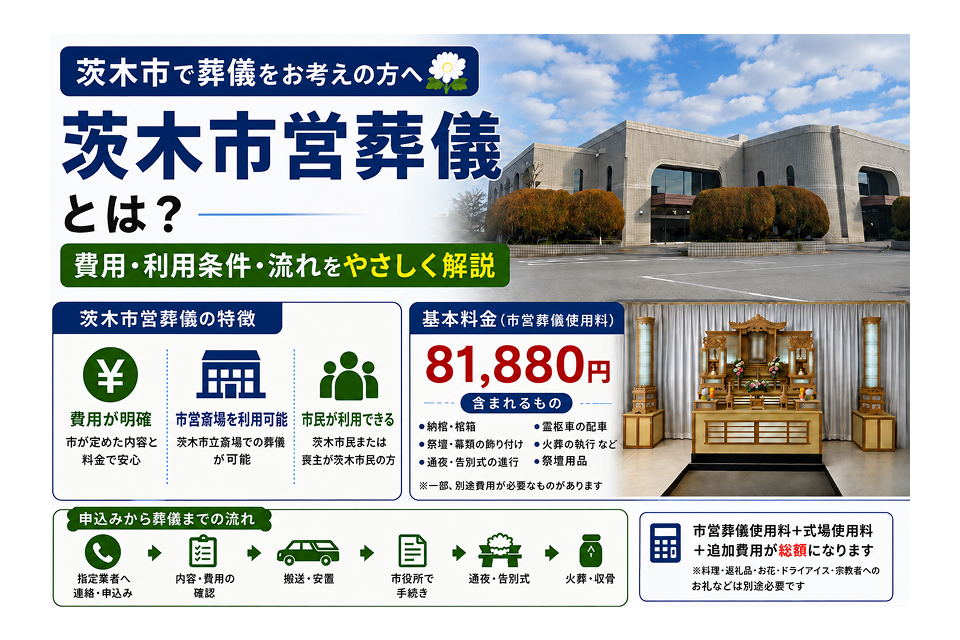 茨木市営葬儀とは？茨木市で葬儀を行う際の費用・利用条件・流れを解説