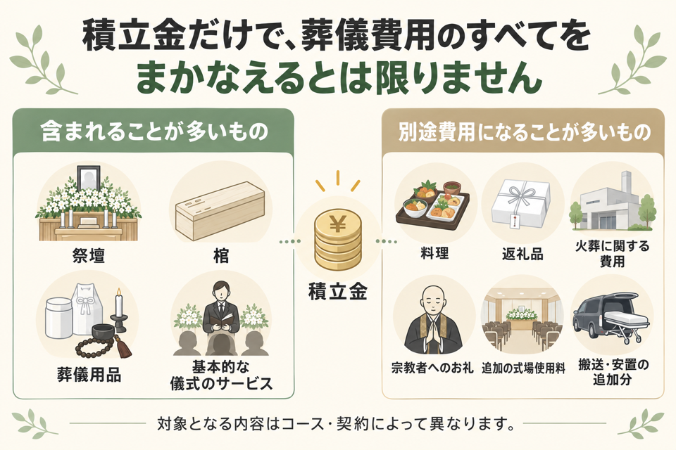 互助会の積立金に含まれる費用と別途必要になる費用