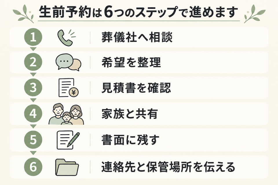 葬儀の生前予約を進める6つのステップ